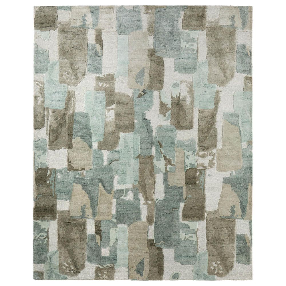 Feizy Kendall Brown and Green 5" x 8" Area Rug, , large