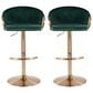 Lumisource Claire Swivel Barstool with Green Cushion in Gold (Set of 2), , large