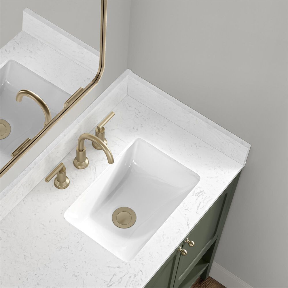 37B Ravello 36" Single Bathroom Vanity Cabinet in Deep Olive Green with Marble Top and Backsplash, , large