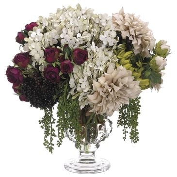 Allstate Floral 15" Hydrangea and Rose Flower Arrangement in Beige and Violet, , large
