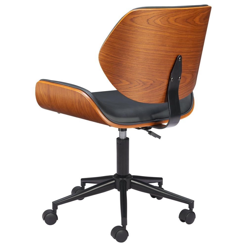Zuo Modern Flex Low Back Office Chair with Black Faux Leather in Black and Walnut, , large