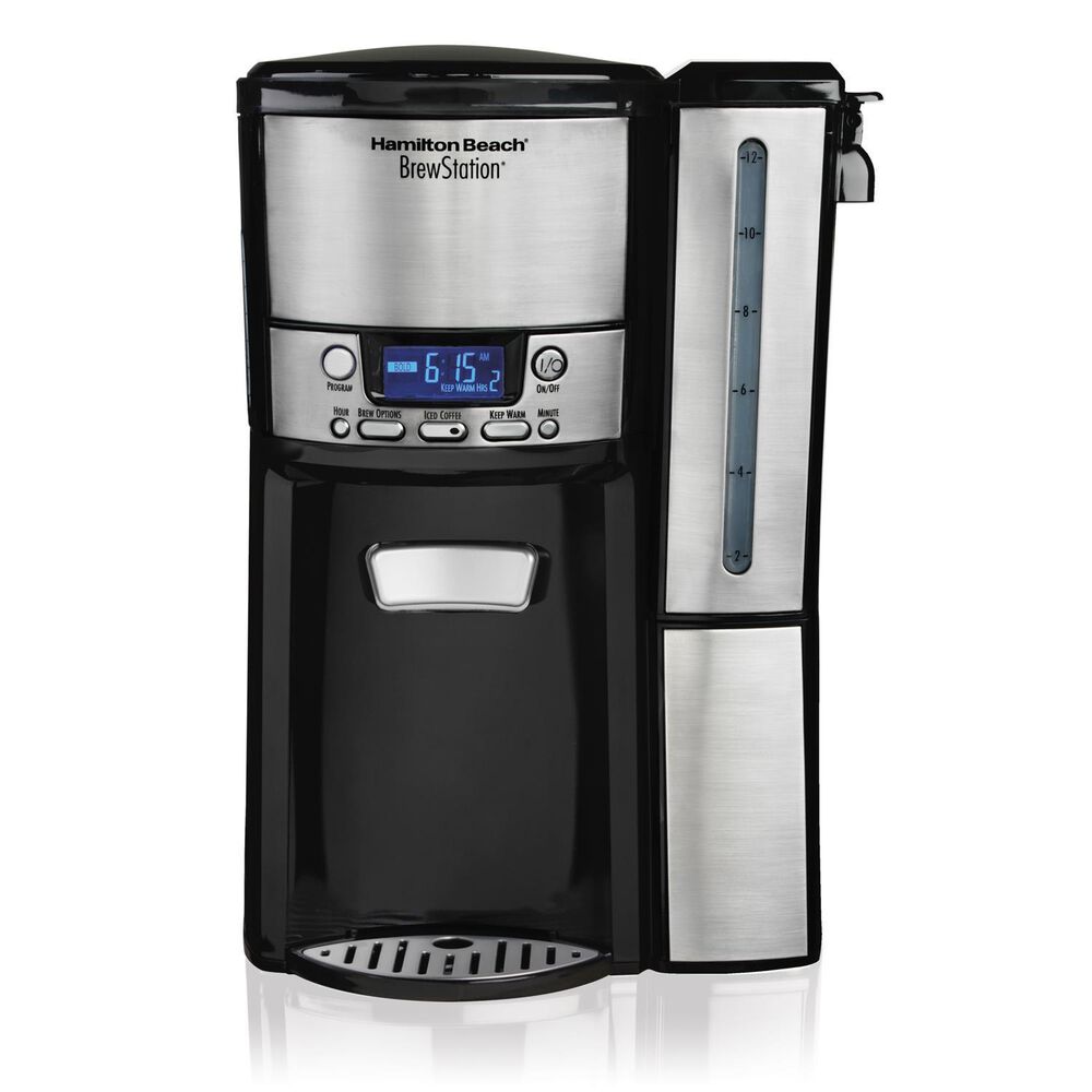 Hamilton Beach 12-Cup BrewStation Dispensing Coffee Maker in Black and Stainless Steel, , large