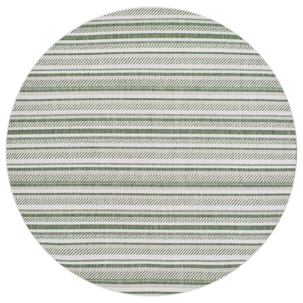 Surya Eagean EAG-2422 Grass Green, Ivory, Dark Green and Seafoam 5"3" Round Indoor/Outdoor Area Rug, , large