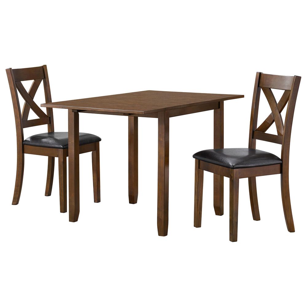 Mayberry Hill Alex Dining Drop Leaf Table and 2 Dining Side Chairs in Espresso and Black, , large