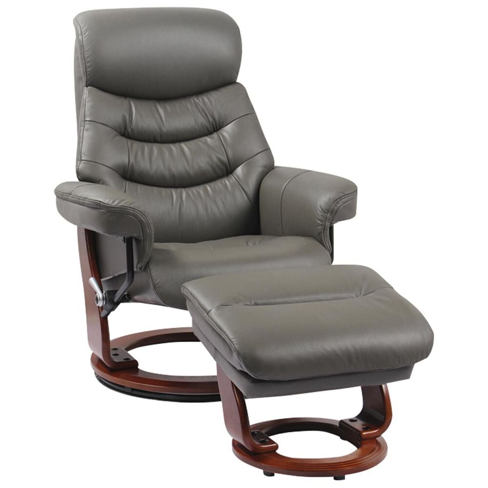 Benchmaster Furniture Leather Reclining Chair and Ottoman in Kemi Iron