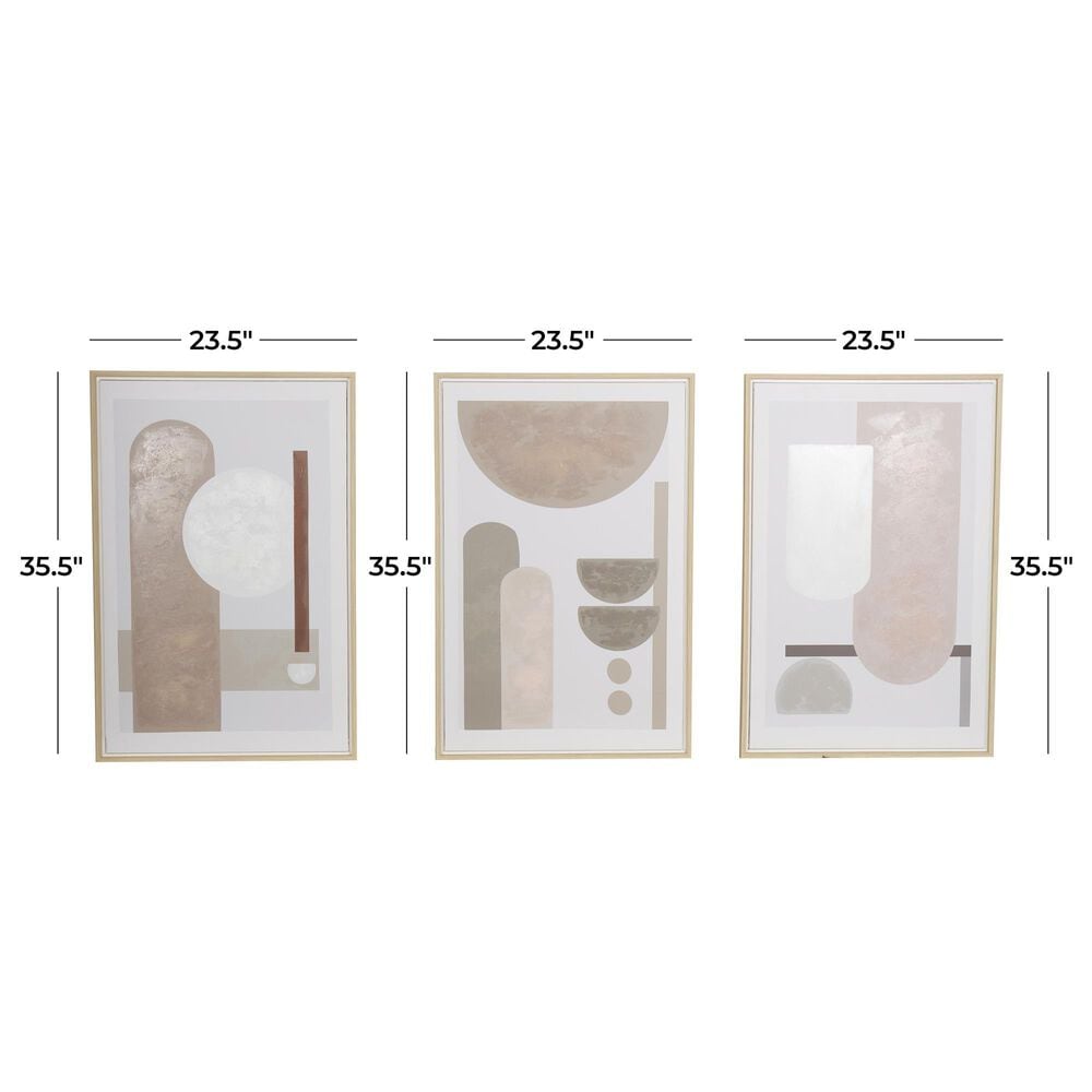 Maple and Jade 24&quot; x 36&quot; Abstract Wall Art in Pink, Beige, White and Gray &#40;Set of 3&#41;, , large