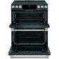 Cafe 30" Slide-In Front Control Induction and Convection Double Oven Range in Matte Black With Brushed Stainless Handles and Control Knobs, , large