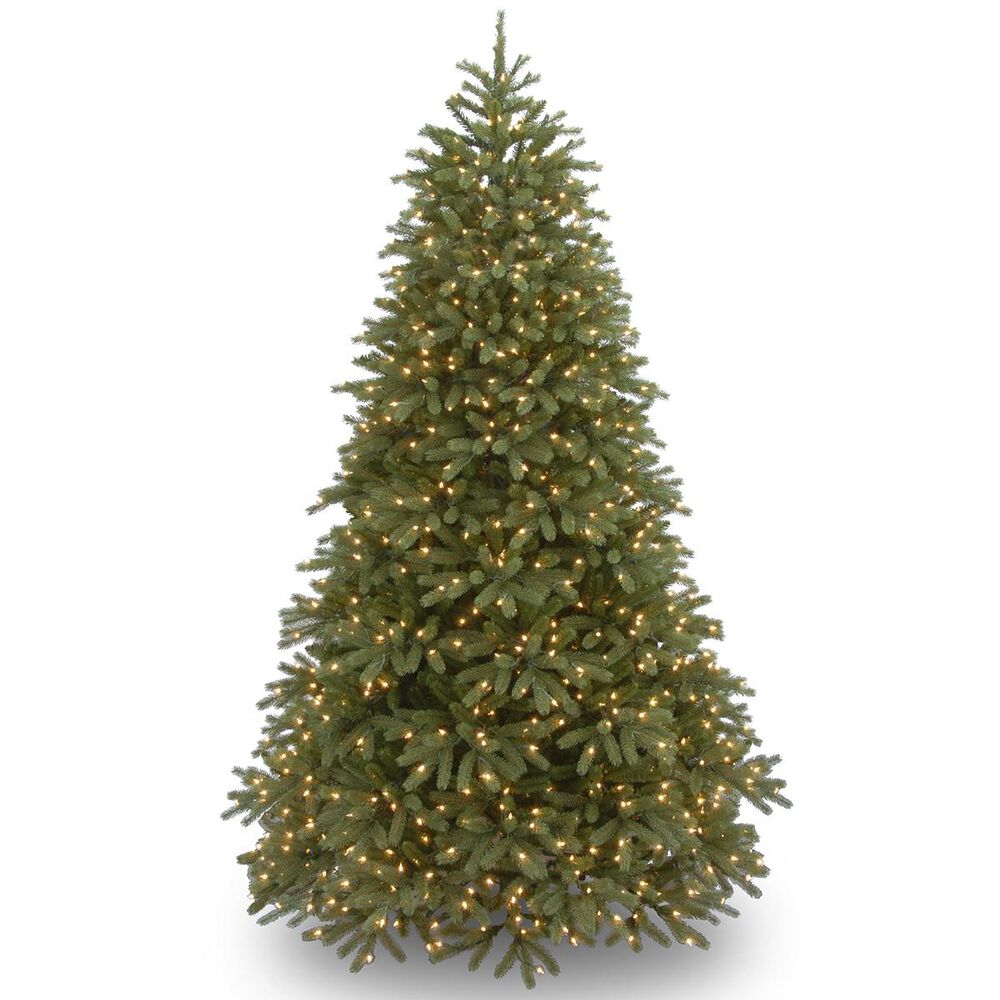 National Tree 7.5" Feel Real Jersey Fraser Fir Medium Hinged Tree with 1000 Dual Color LED Lights, , large