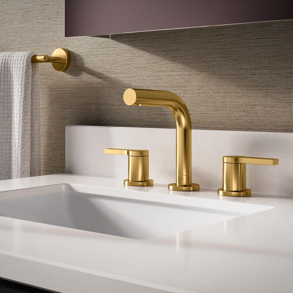 Kohler Elate Widespread Bathroom Sink Faucet in Vibrant Brushed Moderne Brass, , large
