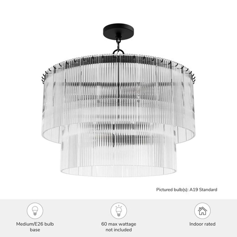 Hunter Ontario Jasmine Roth 6-Light Chandelier in Matte Black, , large