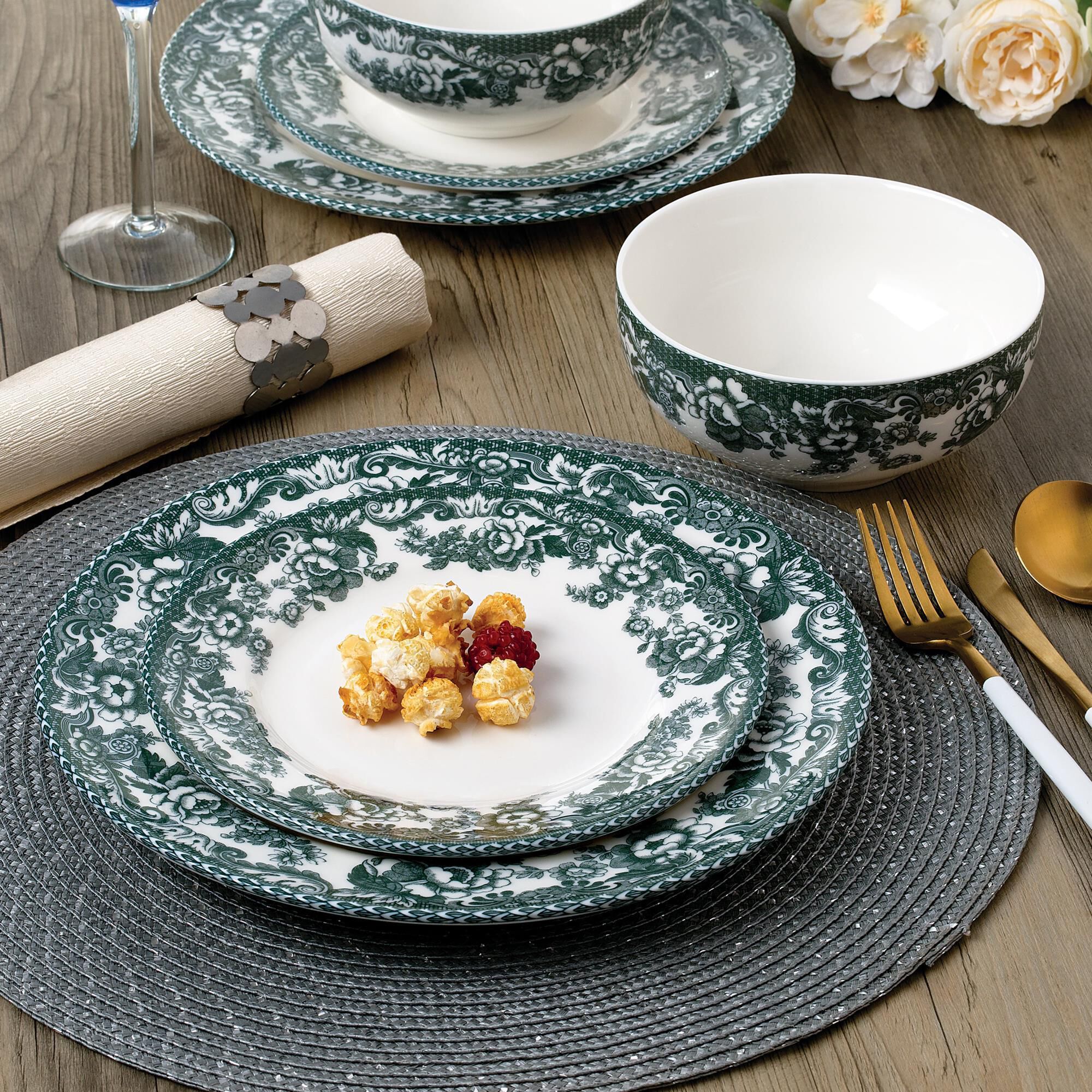 Gifts Plus Montana 12-Piece Dinnerware Set in Green