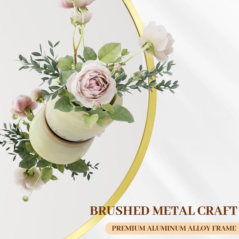 HOMLUX 24" Round Wall Mirror in Gold, , large