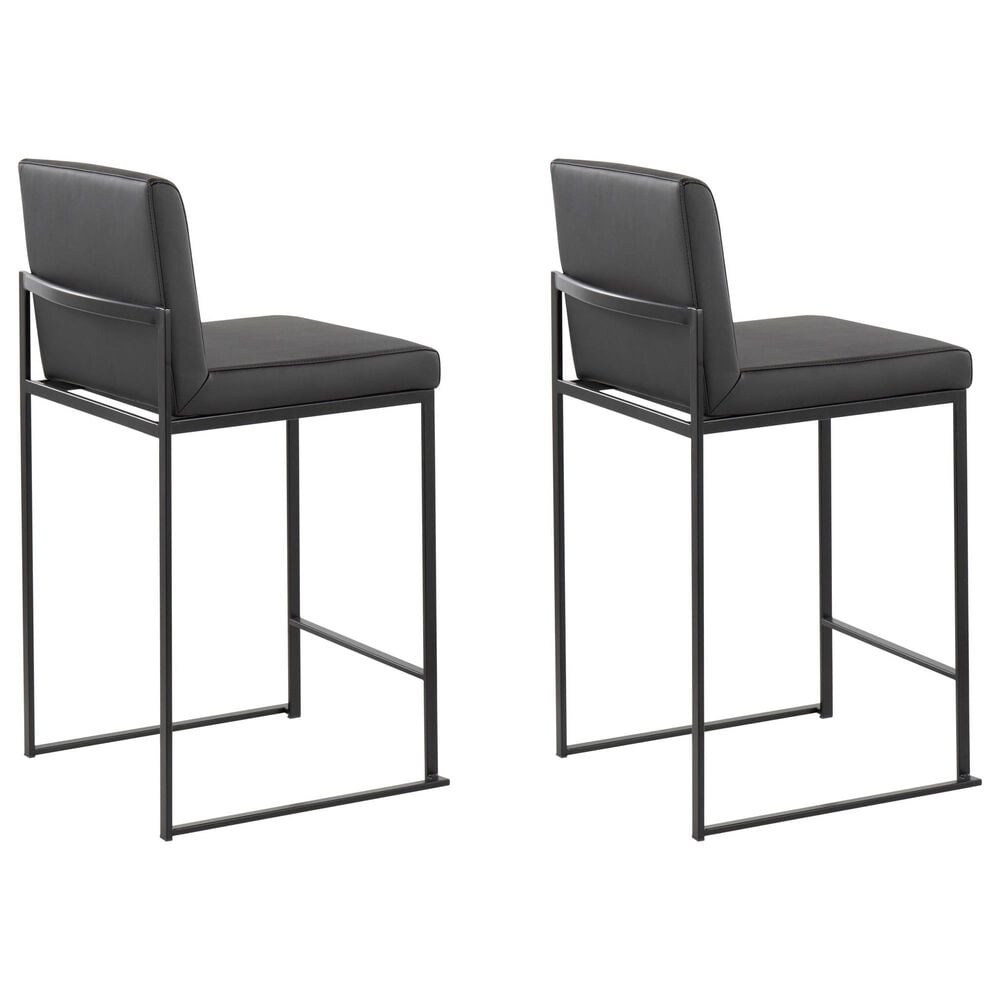 Lumisource Fuji Stackable Counter Stool with Black Faux Leather Cushion in Black &#40;Set of 2&#41;, , large