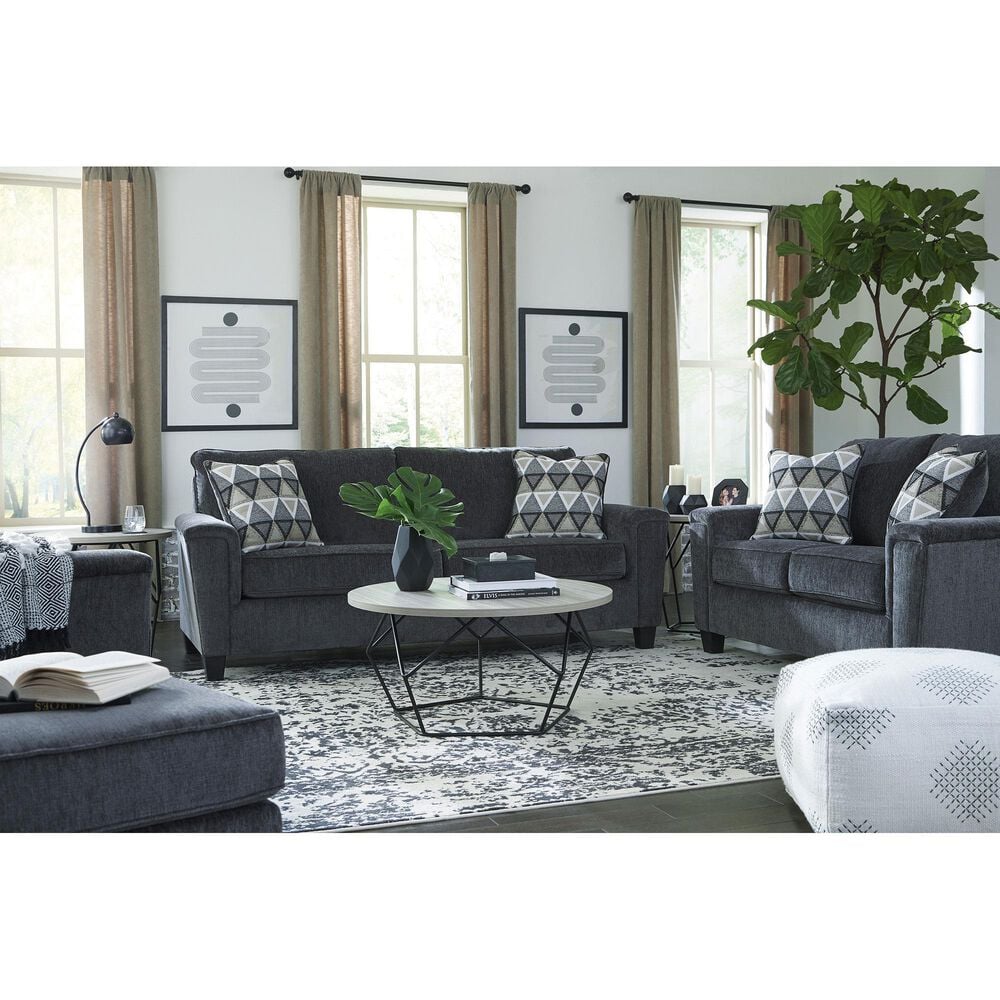 Ashley Abinger Stationary Sofa and Loveseat Set in Smoke, , large