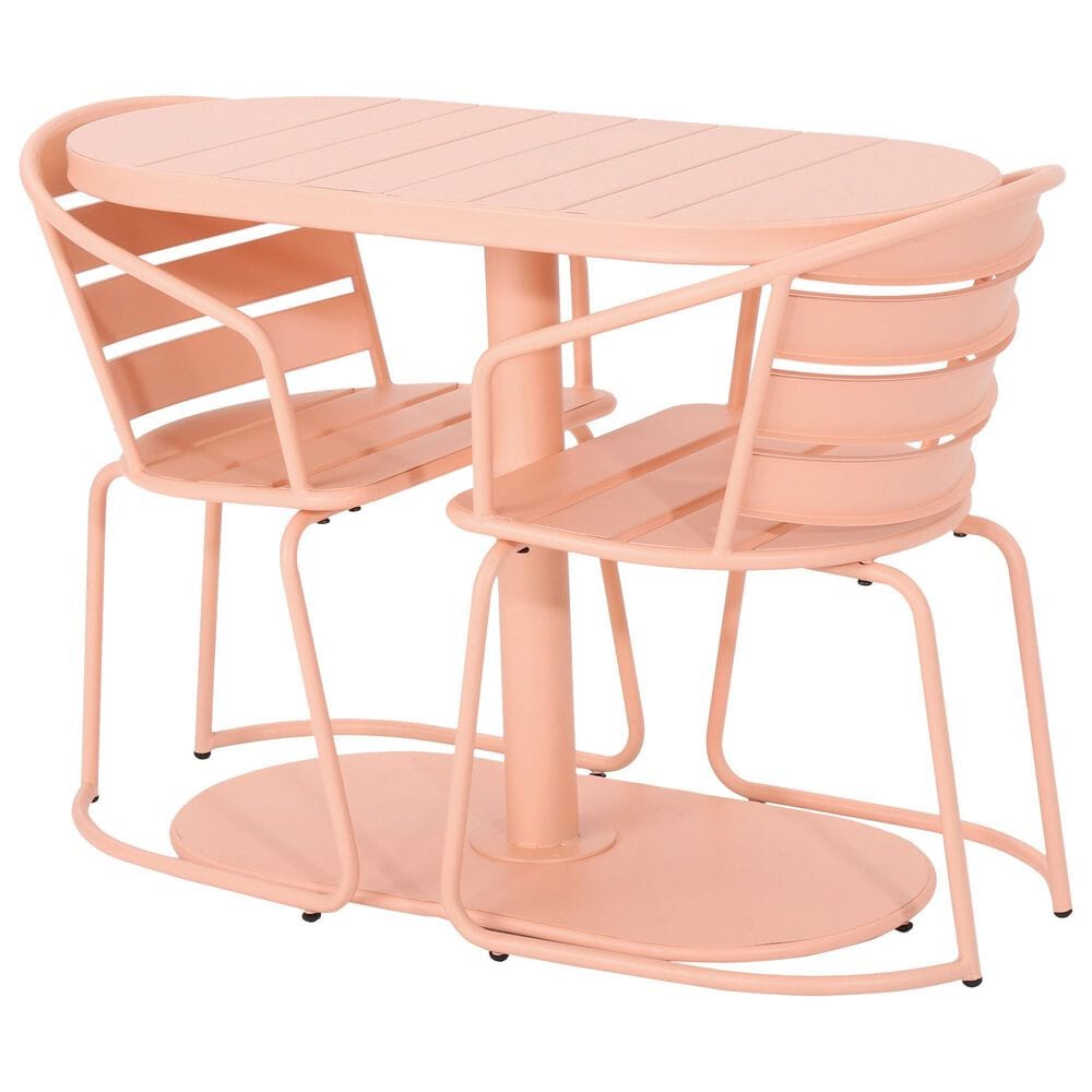 Hearth and Haven Santa Monica 3-Piece Outdoor Bistro Set in Coral, , large
