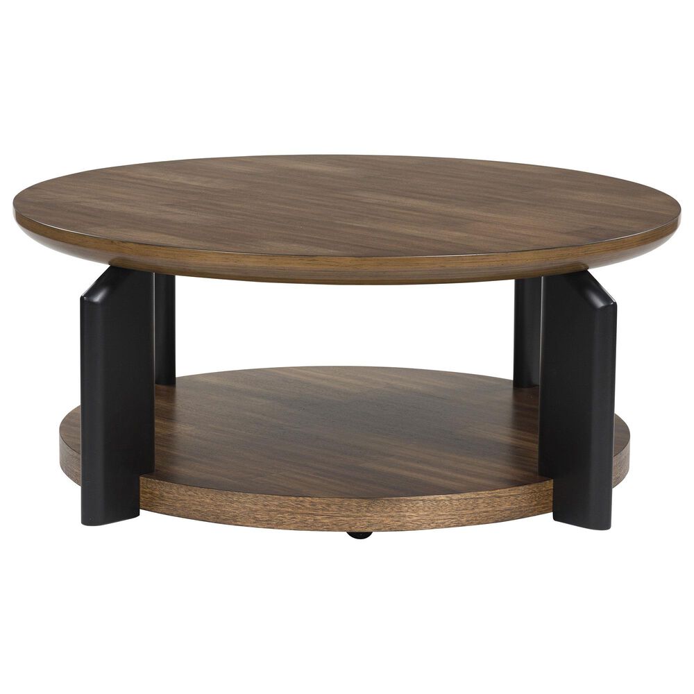 Ashley Kraeburn Round Cocktail Table in Brown and Black, , large