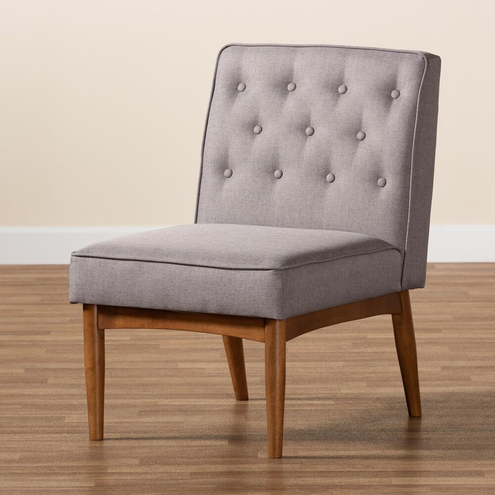 Baxton Studio Riordan Side Chair with Grey Cushion in Walnut Brown, , large