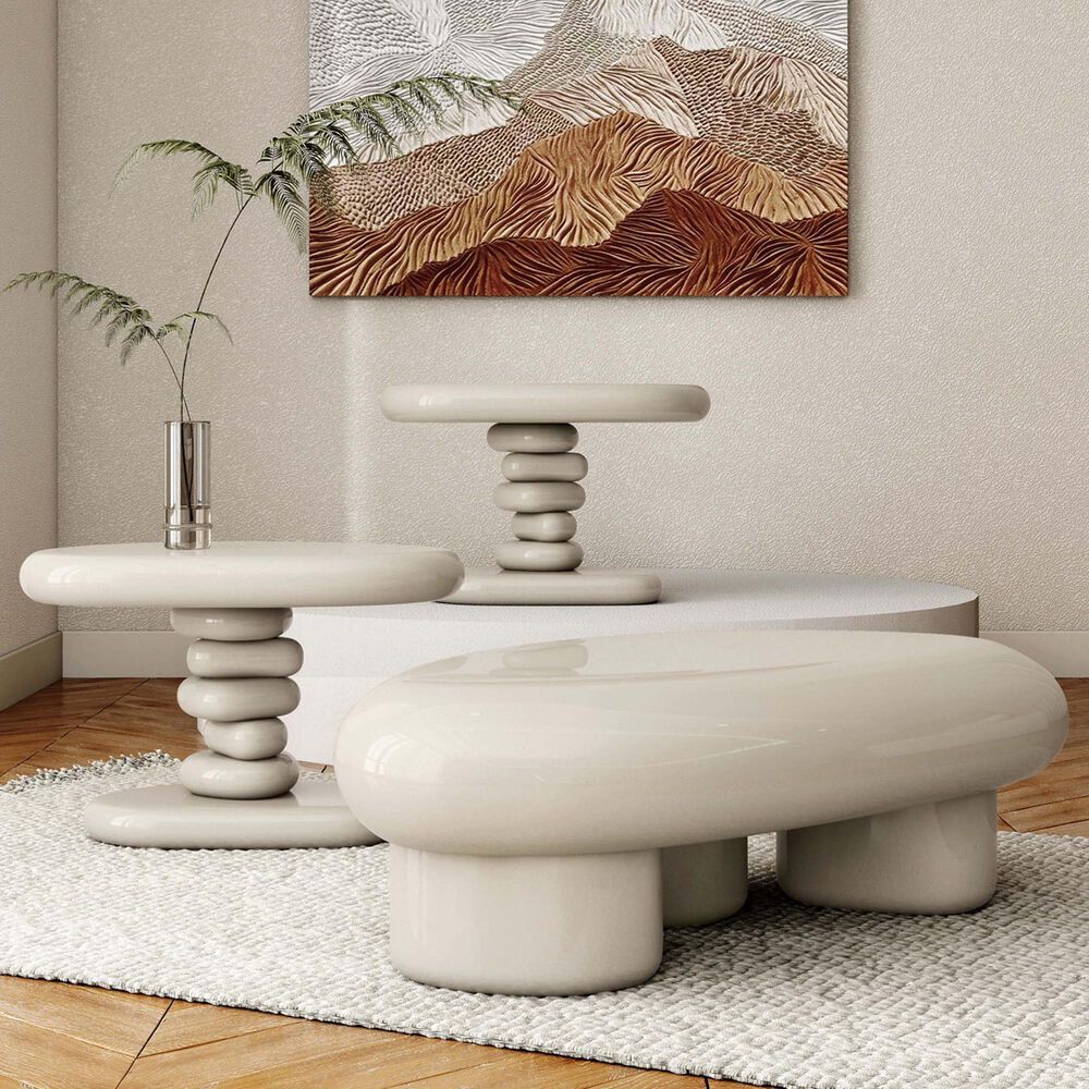 Furniture of America Rene 3-Piece Table Set in Ivory, , large