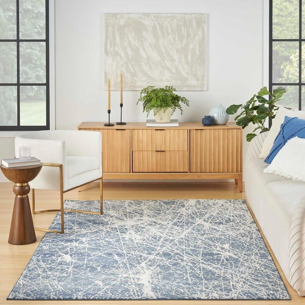 Nourison Exhale 5&#39;3&quot; x 7&#39;3&quot; Navy and Ivory Area Rug, , large