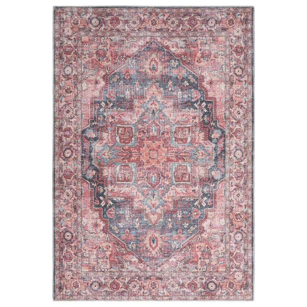 57 Grand by Nicole Curtis Series 1 2" x 6" Brick Red and Blue Runner, , large