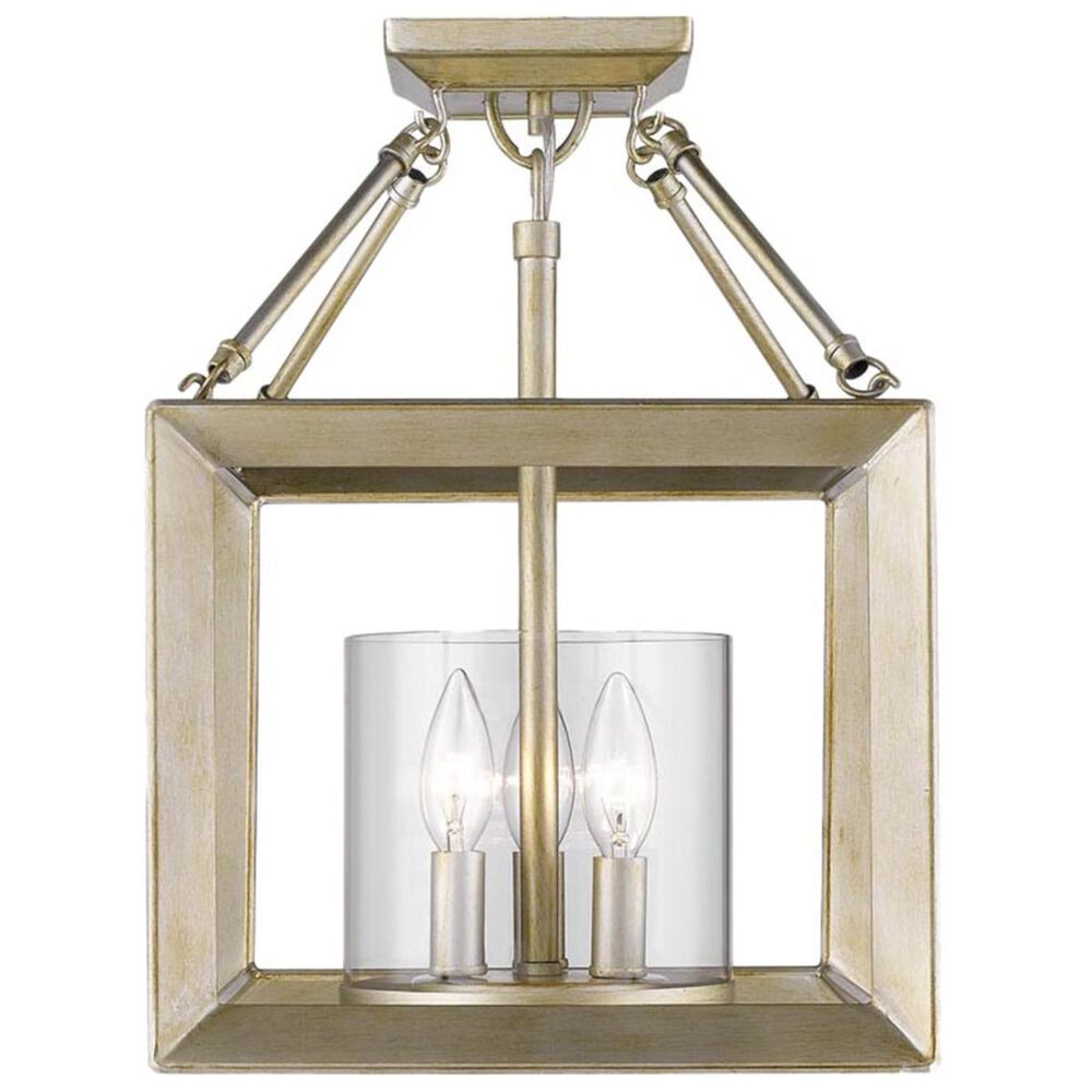 Golden Lighting Smyth Convertible Semi-Flush in White Gold with Clear Glass, , large