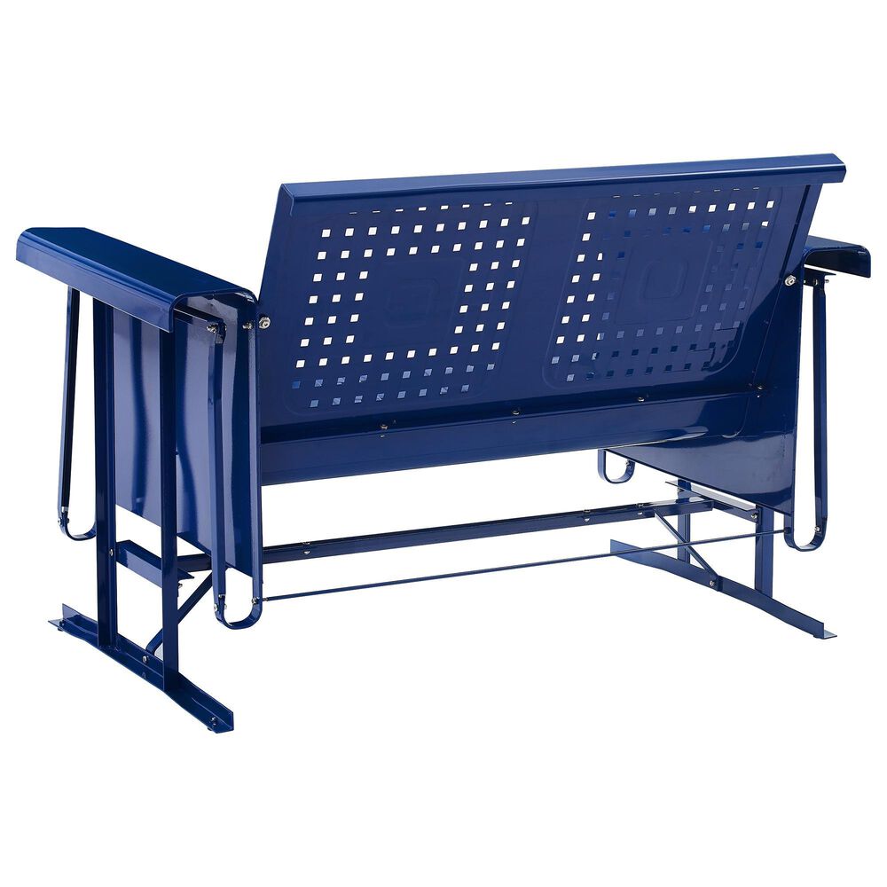 Crosley Furniture Bates Patio Glider Loveseat in Navy Gloss Nebraska