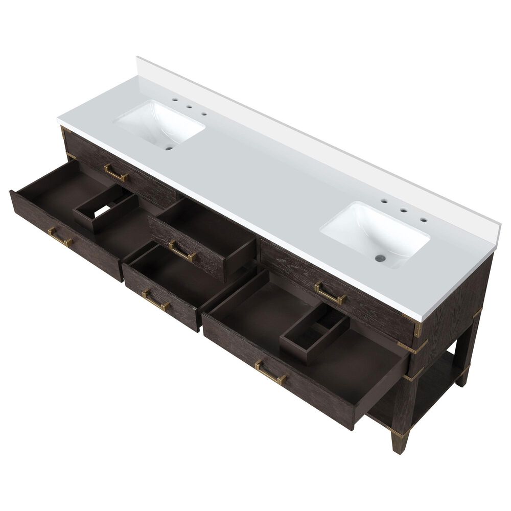 Lexora Home Norwalk 84&quot; Double Bathroom Vanity in Brown Oak with White Cultured Marble Top  and Rectangle Sink, , large