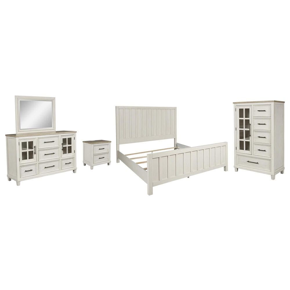 Ashley Shaybrock 5-Piece King Bedroom Set in Antique White and Brown, , large