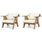 Hearth and Haven Outdoor Club Chair with Beige Cushion in Teak (Set of 2), , large