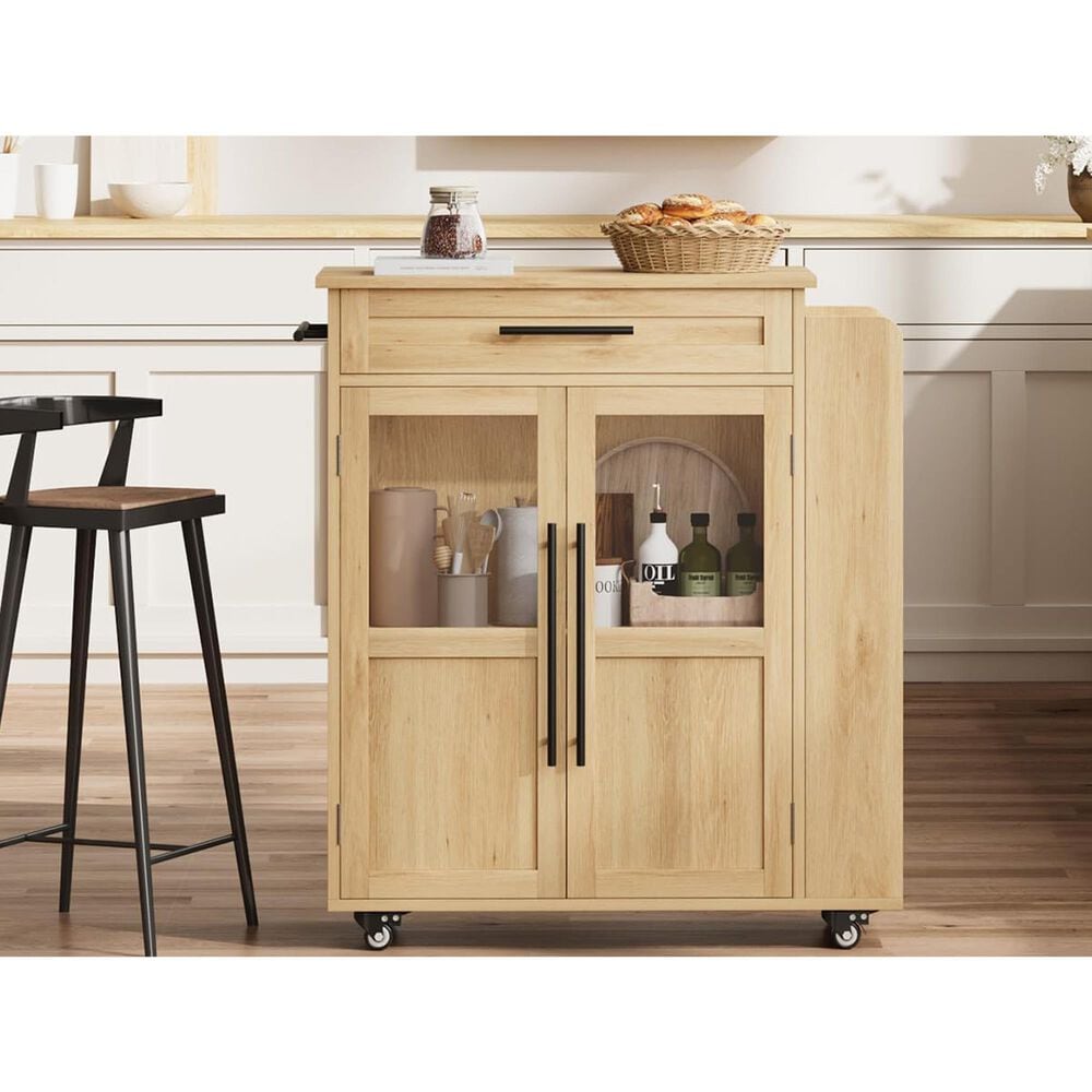 GARVEE Kitchen Island Cart with Storage in Natural, , large