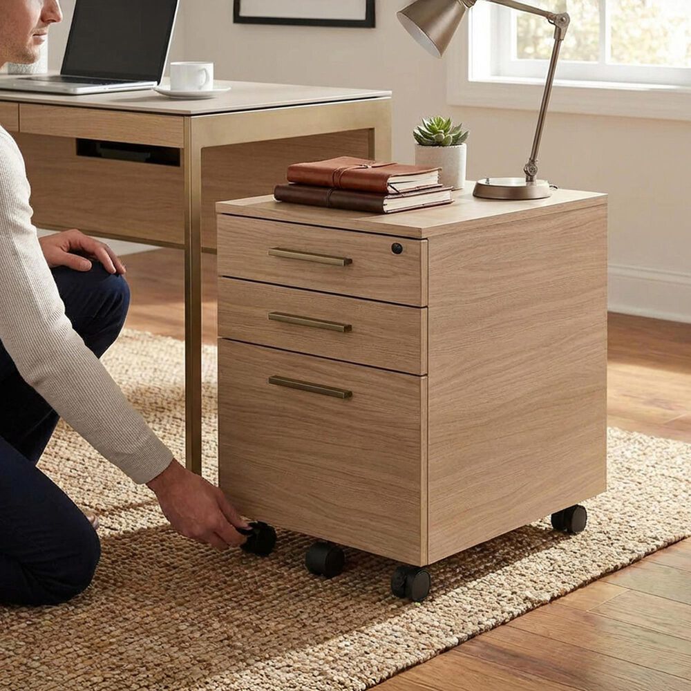 BDI Sequel Studio Mobile File Pedestal in Neo Oak and Bronze, , large