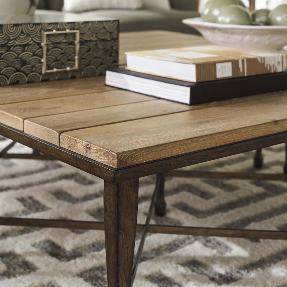 Lexington Home Brands Montecito Catalonia Rectangular Cocktail Table in Chaparral and Bronze, , large
