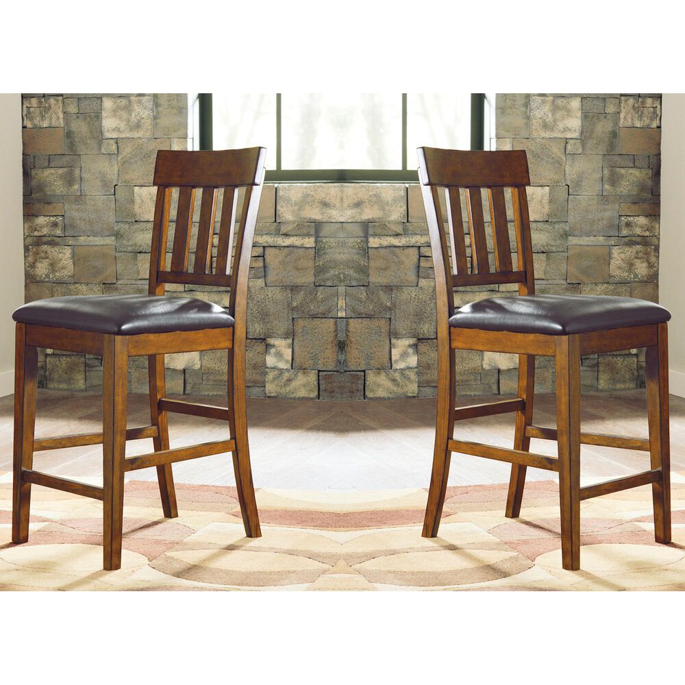 Ashley Ralene Upholstered Counter Stool in Medium Brown (Set of 2), , large