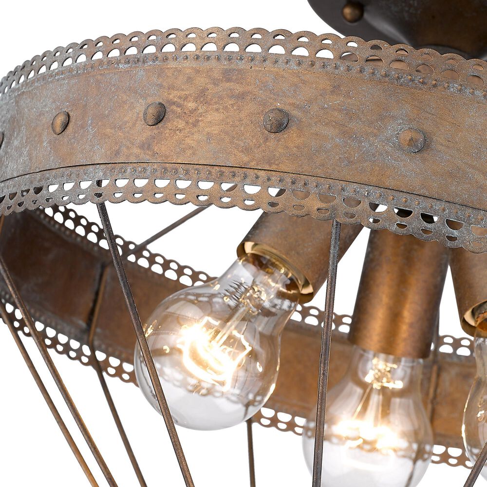 Golden Lighting Ferris 3-Light Semi-Flush in Copper Patina, , large