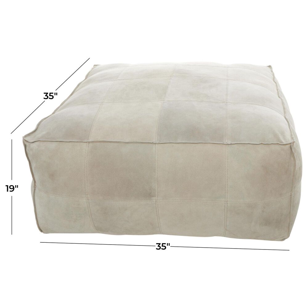 Maple and Jade 35&quot; Low Profile Square Stuffed Pouf in Gray, , large