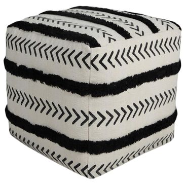 L.R. Home Pouf Ottoman in Black and White, , large