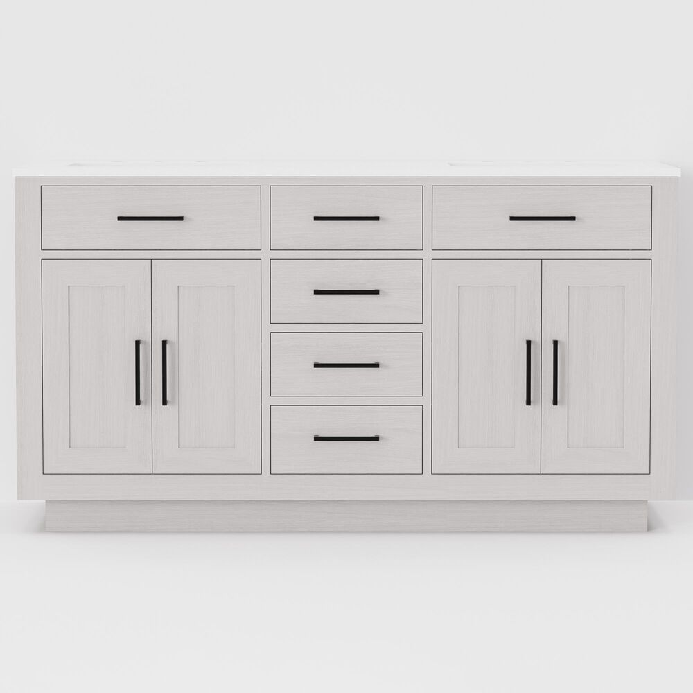 Lexora Home Abbey 60" Double Bathroom Vanity in White Oak with 2 cm White Quartz Top and Rectangular Sinks, , large
