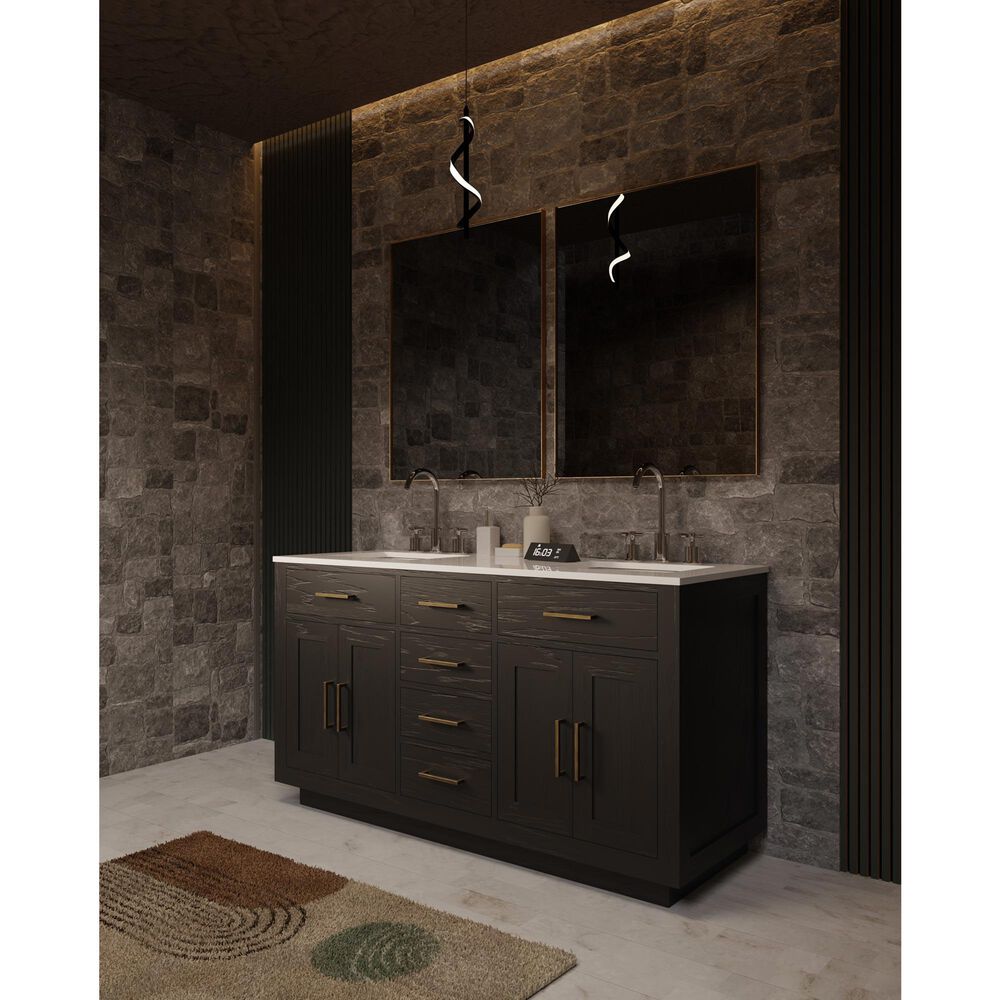 Lexora Home Abbey 60" Double Bathroom Vanity in Black Oak with 2 cm White Quartz Top and Rectangular Sinks, , large