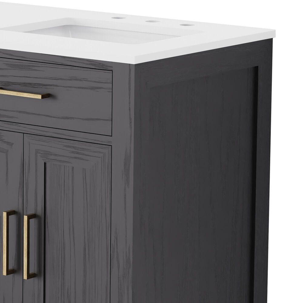 Lexora Home Abbey 60" Double Bathroom Vanity in Black Oak with 2 cm White Quartz Top and Rectangular Sinks, , large