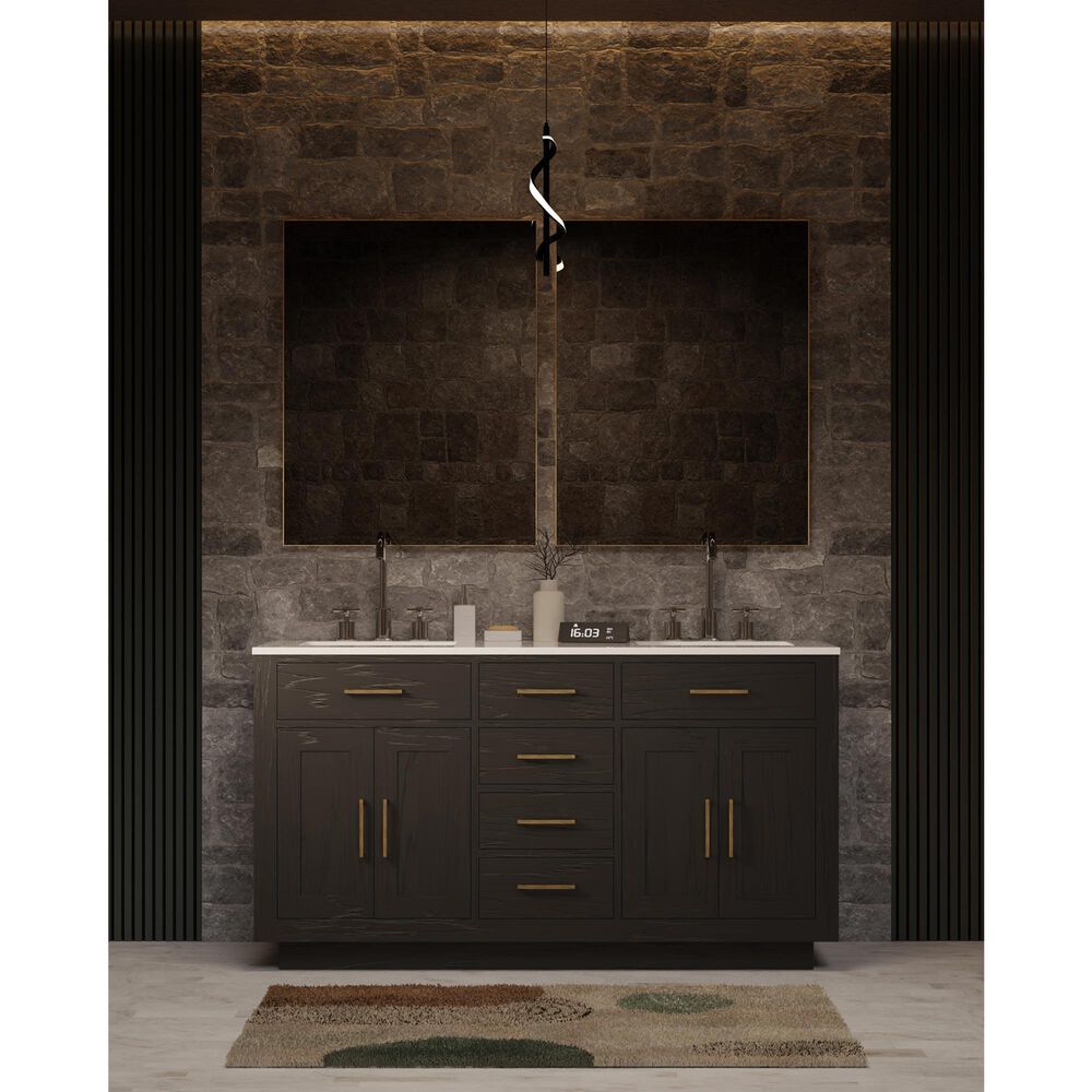 Lexora Home Abbey 60" Double Bathroom Vanity in Black Oak with 2 cm White Quartz Top and Rectangular Sinks, , large