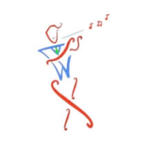 Ornate drawing of person playing the piccolo