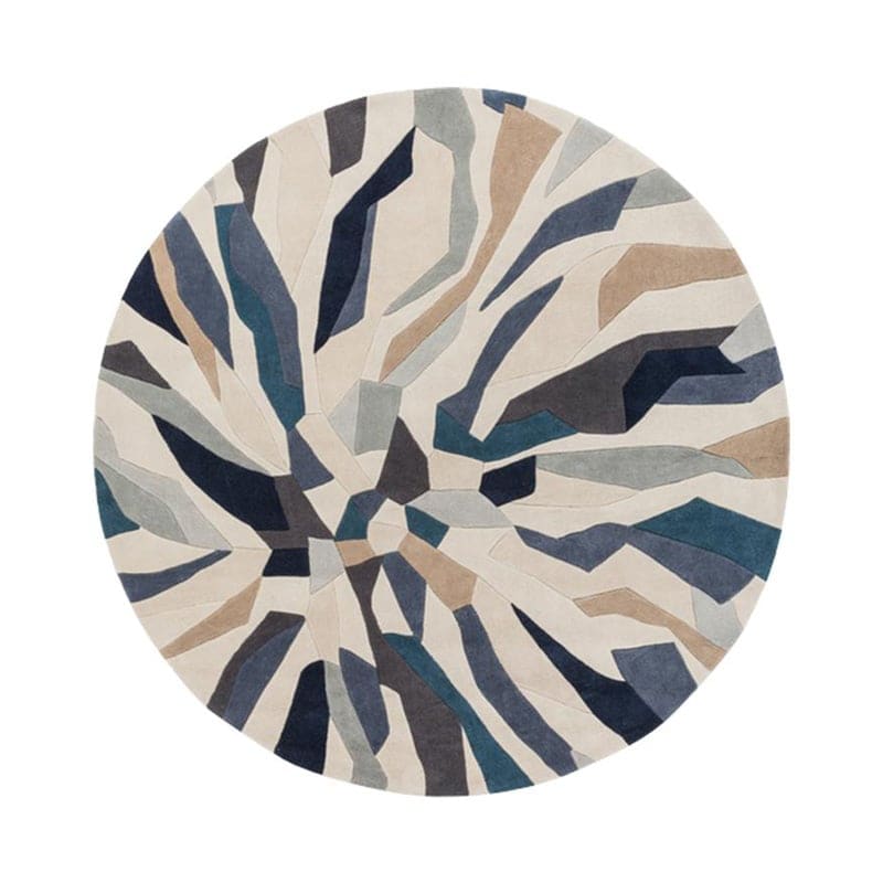 Blue and brown geometric pattern area rug