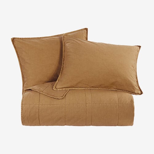HiEnd Accents Stonewashed Cotton Canvas 3Piece Full/Queen Coverlet Set in Terracotta