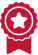 Red award ribbon with star in the middle