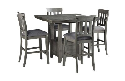 Signature Design by Ashley Hallanden 5-Piece Counter Height Dining Set in Antiqued Gray