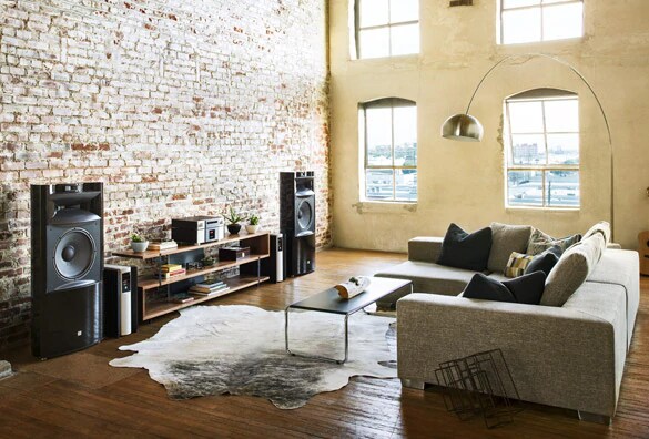 Lving room with full in-home audio setup