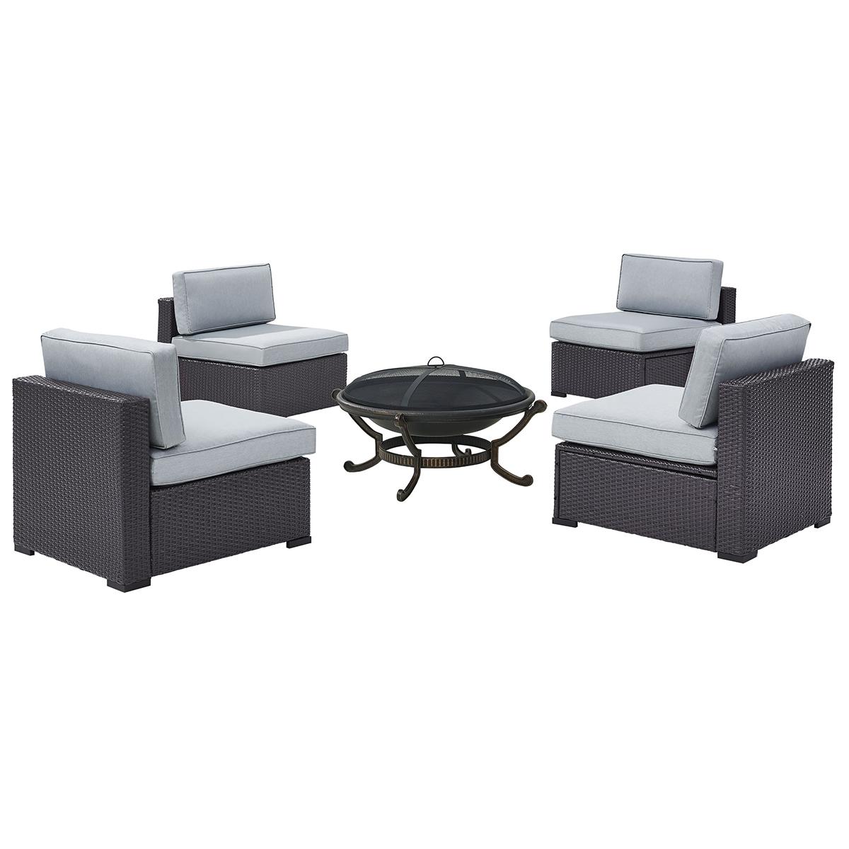 Grey and blue outdoor patio set