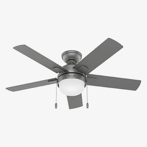 Hunter Zeal  Indoor Ceiling Fan in Matte Silver 