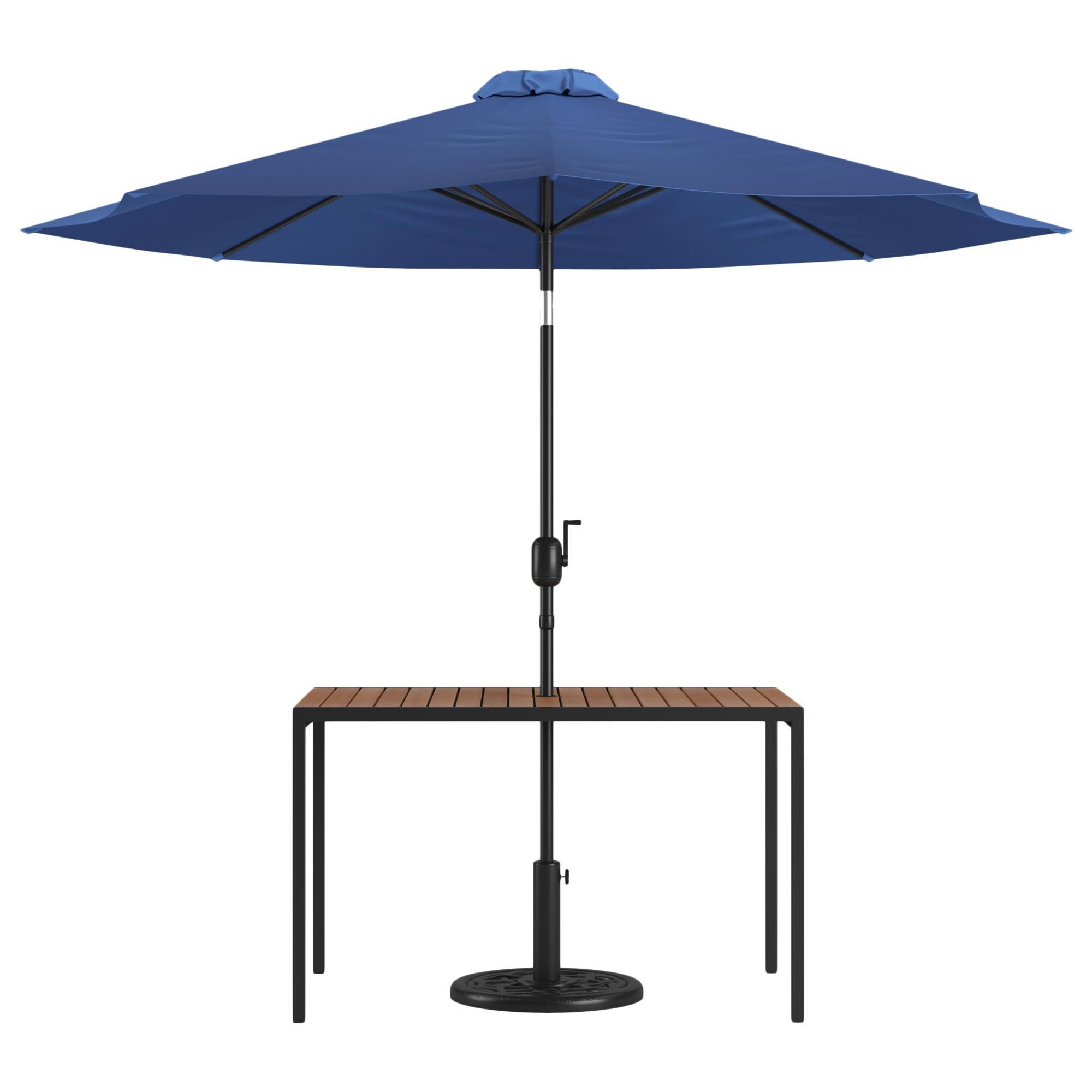 Flash Furniture Lark 3Piece Rectangle Patio Dining Set with Navy