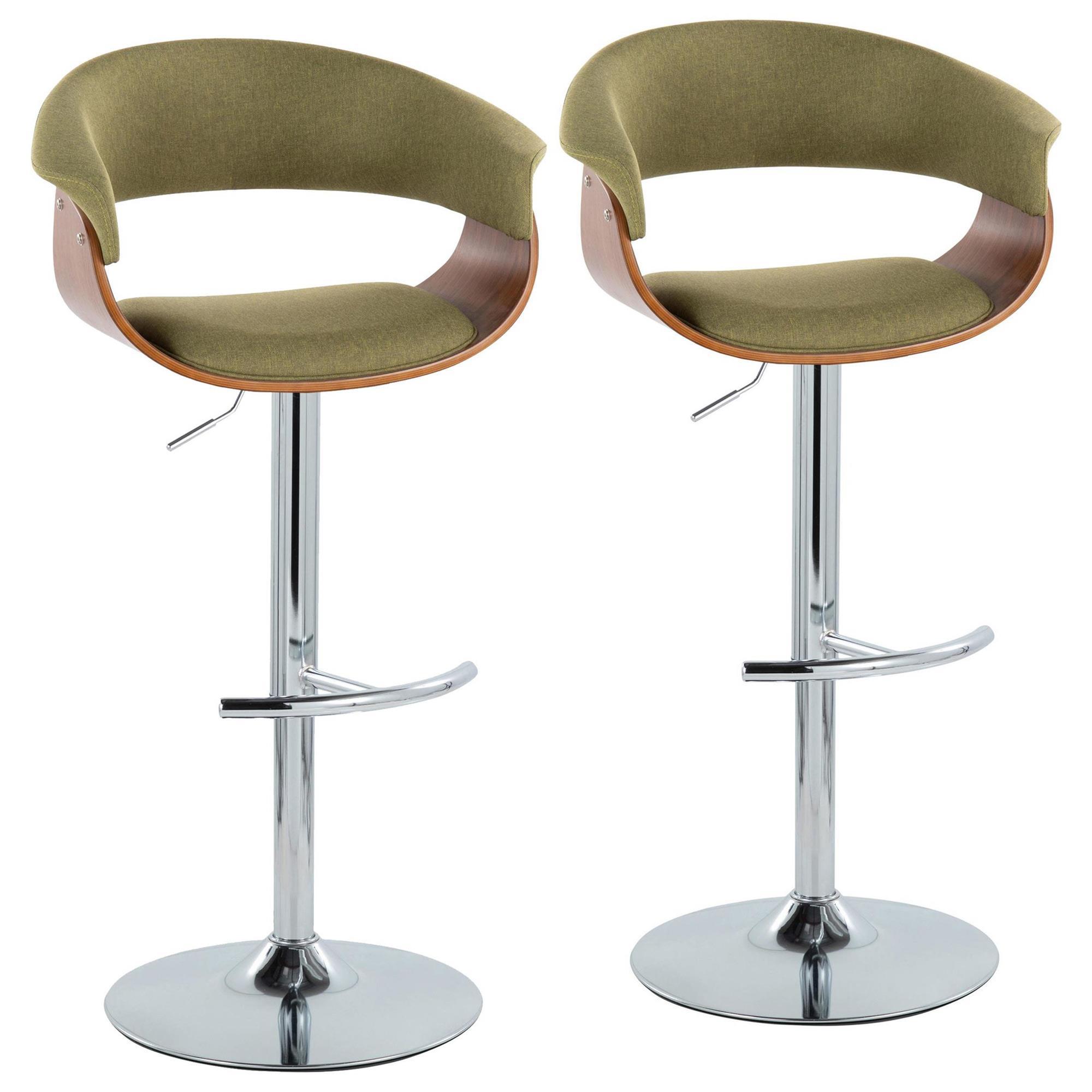 Lumisource Vintage Mod Swivel Adjustable Bar Stool with Green Cushion